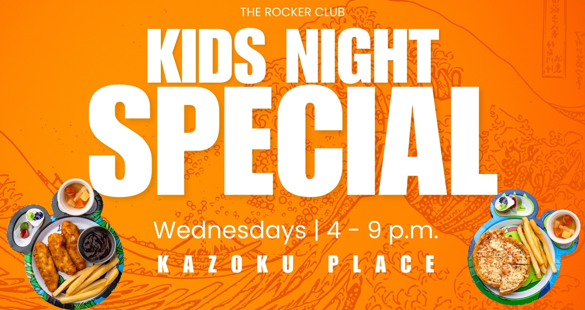 Kids enjoying food and activities during Kids Night Special at the Rocker.